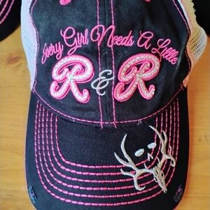 Black and Pink Embroidered Cap